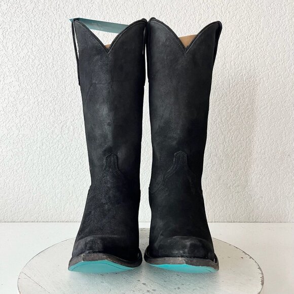 Lane EMMA JANE Womens Cowboy Boots 9 Black Suede Western Cowgirl Mid Calf Tall - Picture 7 of 13
